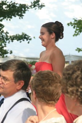 Stefanie walking down the aisle.